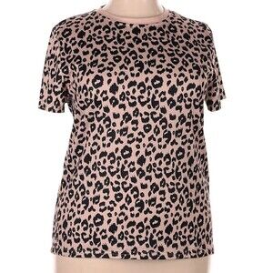 Women's Animal Print Short Sleeve Top Size XXL Emery Rose Multicolor Blouse